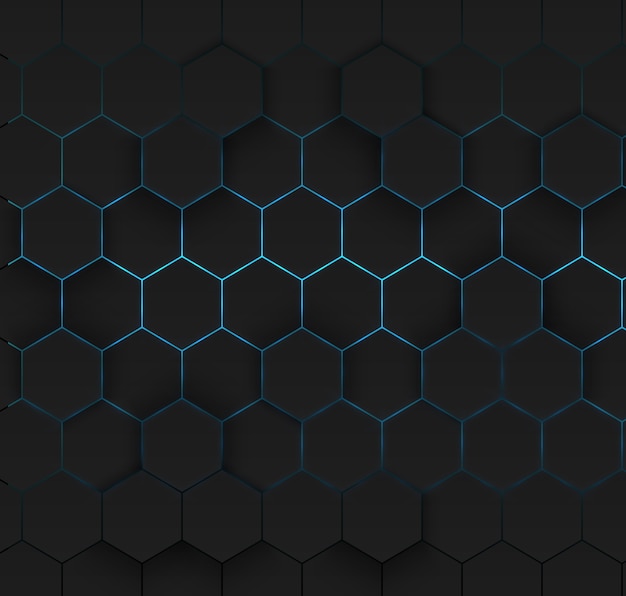 Vetor fundo de célula hexagonal brilhante abstrato