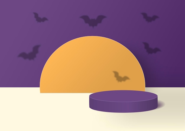 Fundo de cena de halloween com pedestal de palco para exibição de produtos