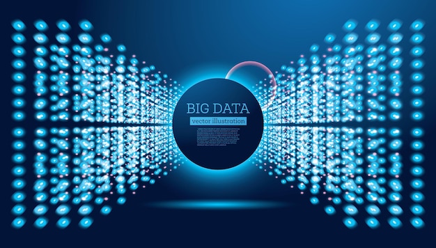 Fundo de ciência futurista de big data com espaço de cópia. Ilustração vetorial. Círculos em cores diferentes.