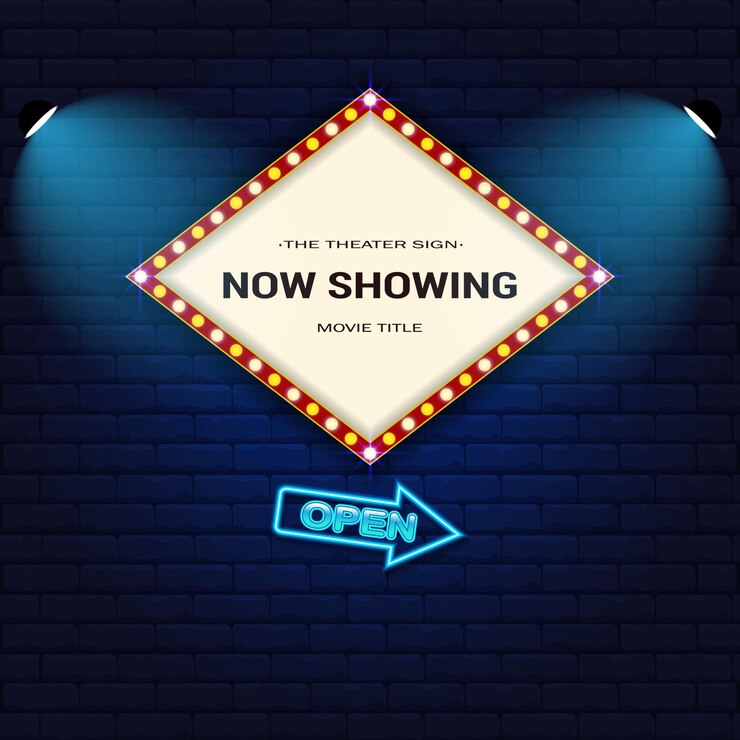 Vetor fundo de cinema com neon brilhante