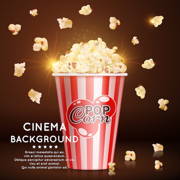 Fundo de cinema com pipoca realista