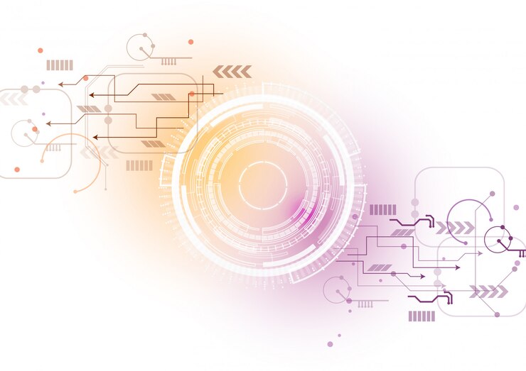 Vetor fundo de circuito laranja roxo tecnologia