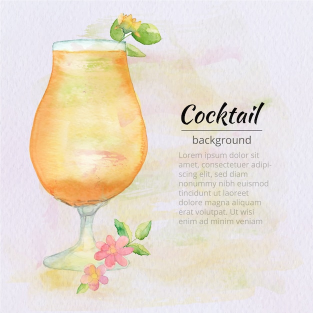 Fundo de cocktail de aquarela de laranja