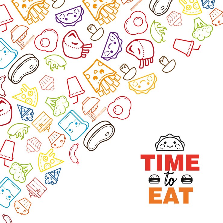 Vetor fundo de comida colorido desenhado à mão para comer vetor grátis