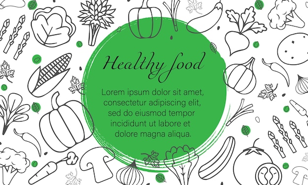 fundo de comida com ícones de frutas e legumes moldura de visão superior de comida Design de menu de comida