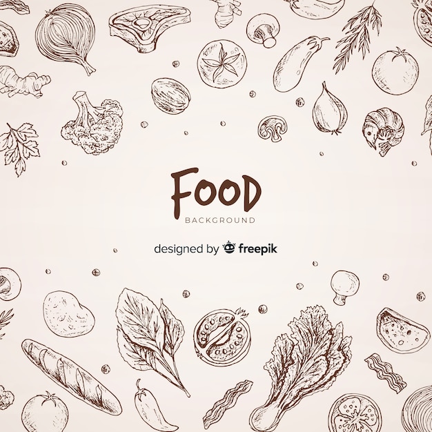 Fundo de comida de mão desenhada