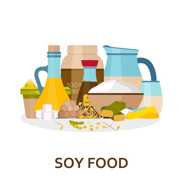 Fundo de comida de soja em estilo simples.