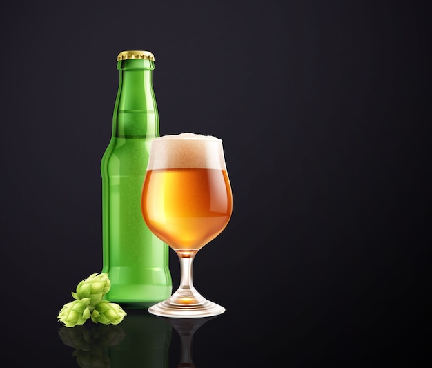 Fundo de composição realista de garrafas de cerveja