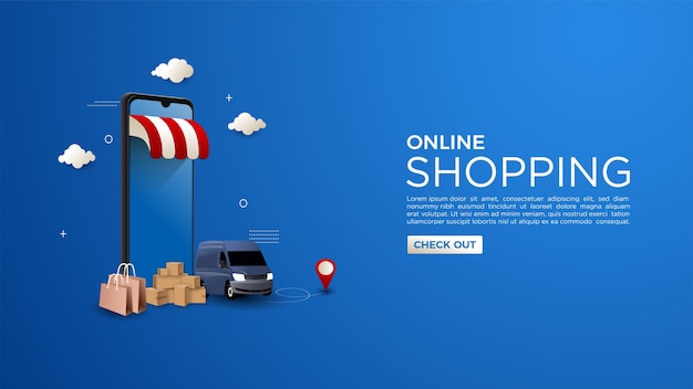 Fundo de compras online com o conceito de entrega online