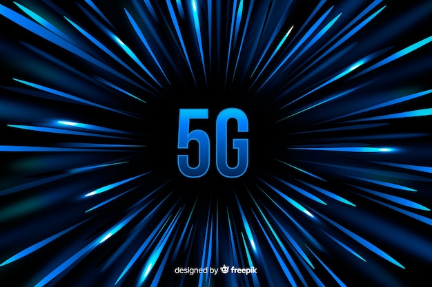 Fundo de conceito 5g com fundo de linhas de velocidade azul