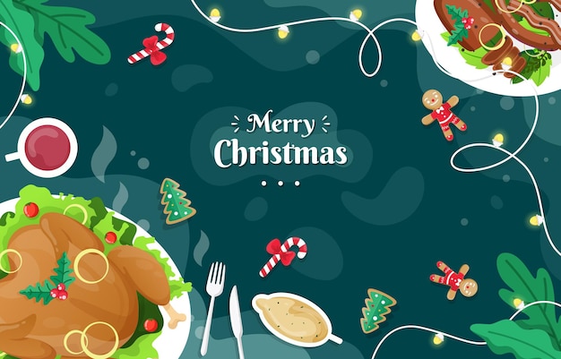 Vetor fundo de conceito de comida de jantar de natal