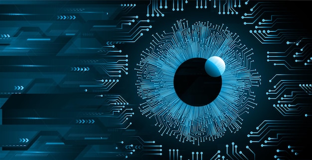 Fundo de conceito de tecnologia futura de circuito cibernético de olho