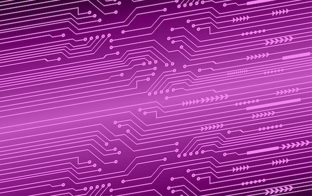 Fundo de conceito de tecnologia futura de circuito cibernético roxo