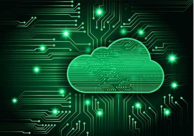 fundo de conceito de tecnologia futura de circuito de computação em nuvem