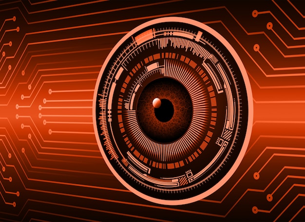 Fundo de conceito de tecnologia futura de circuito de olho laranja