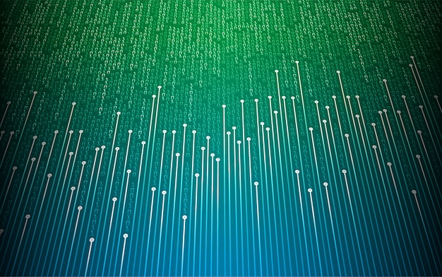 Fundo de conceito futuro tecnologia azul verde cyber binário circuito