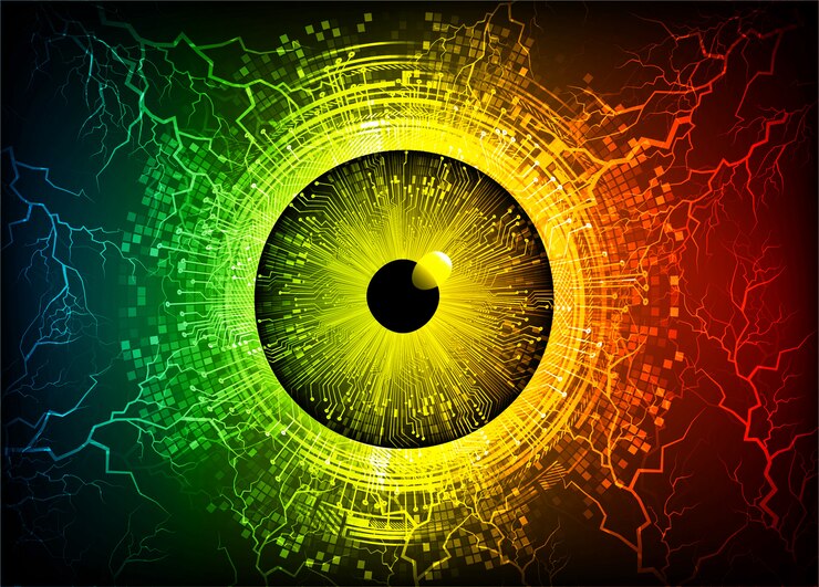 Vetor fundo de conceito futuro tecnologia cyber circuito amarelo vermelho