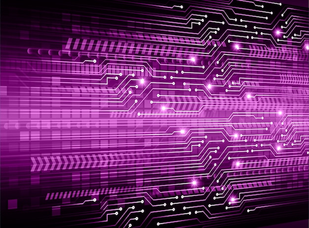 Fundo de conceito futuro tecnologia cyber circuito roxo