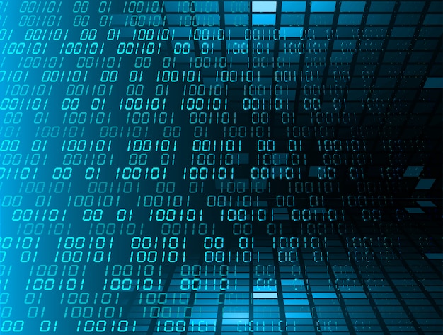 Fundo de conceito futuro tecnologia de circuito binário azul azul