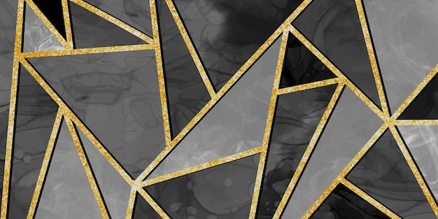 Fundo de convite de casamento Geometria mármore Ouro Brilhante Tinta Mancha Desenhada à Mão Pincel de Ilustração