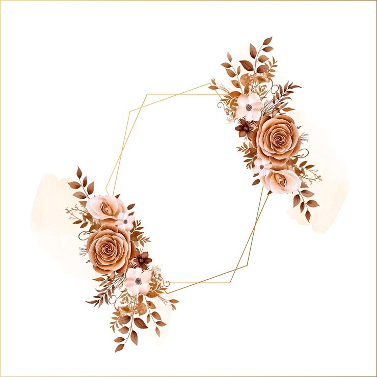 Vetor fundo de convite marrom bouquet pintura a aquarela com flora e flor