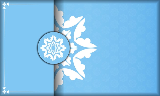 Fundo de cor azul com ornamento branco abstrato para design sob seu logotipo ou texto