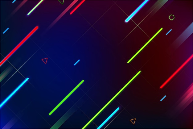 Vetor fundo de cor neon de linha e geometria