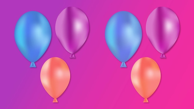 Vetor fundo de cor rosa com balões de três cores
