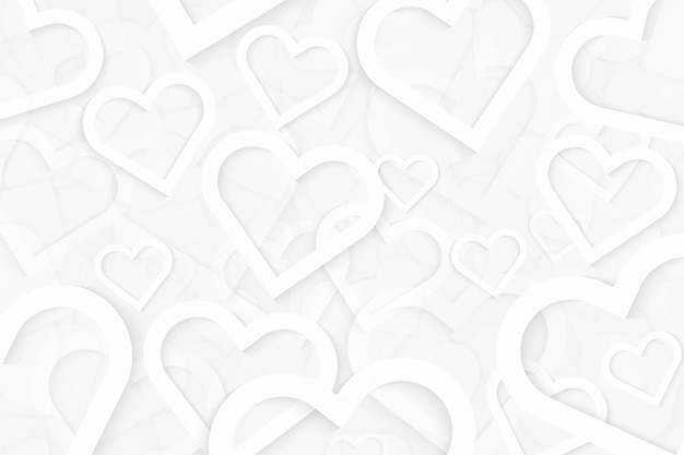 Vetor fundo de corações dos namorados na cor branca design abstrato com símbolo de amor