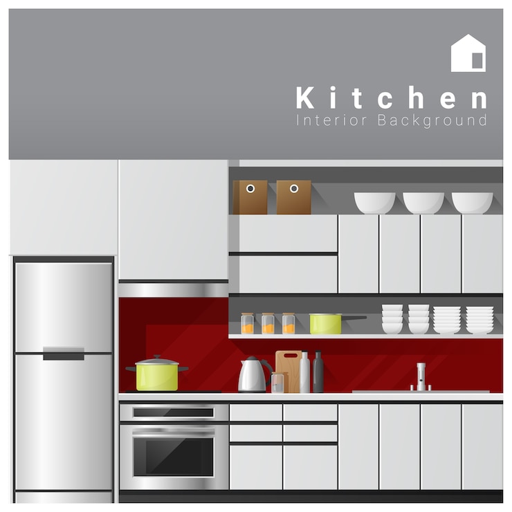 Vetor fundo de cozinha moderna de design de interiores