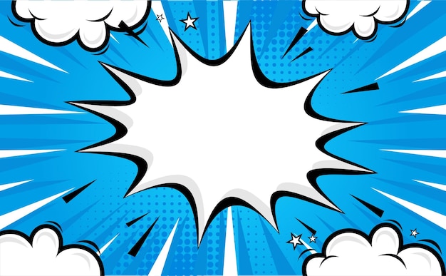 Fundo de desenho animado azul com modelo vetorial de estrelas