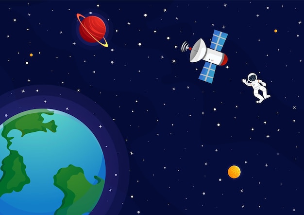 Fundo de desenho animado espacial Desenho bonito para aterrissagem