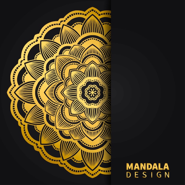 Vetor fundo de desenho de mandala dourada. ornamento redondo étnico. motivo indiano de mão desenhada. impressão floral dourada original.