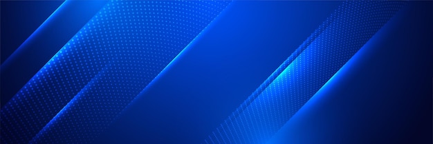 Fundo de design de banner amplo azul estilo neon corporativo design de banner 3d abstrato com fundo geométrico de tecnologia azul escura ilustração vetorial