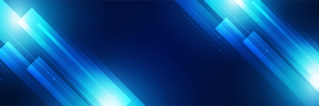 Fundo de design de banner amplo azul global de tecnologia Design de banner 3d moderno abstrato com fundo geométrico de tecnologia azul escuro ilustração vetorial