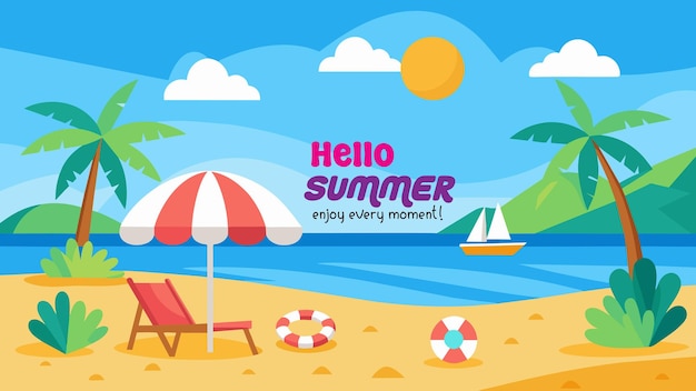 fundo de design de banner de cena de praia de verão
