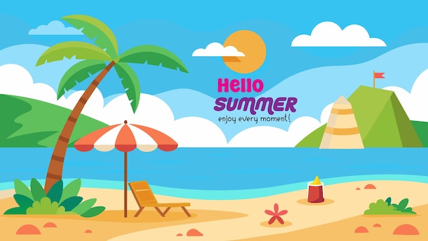 fundo de design de banner de cena de praia de verão