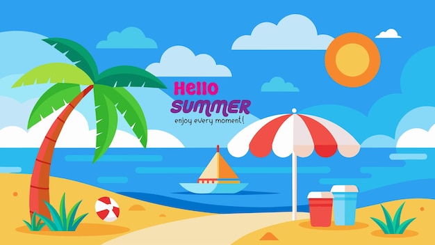 fundo de design de banner de cena de praia de verão