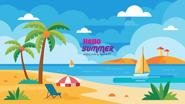 fundo de design de banner de cena de praia de verão