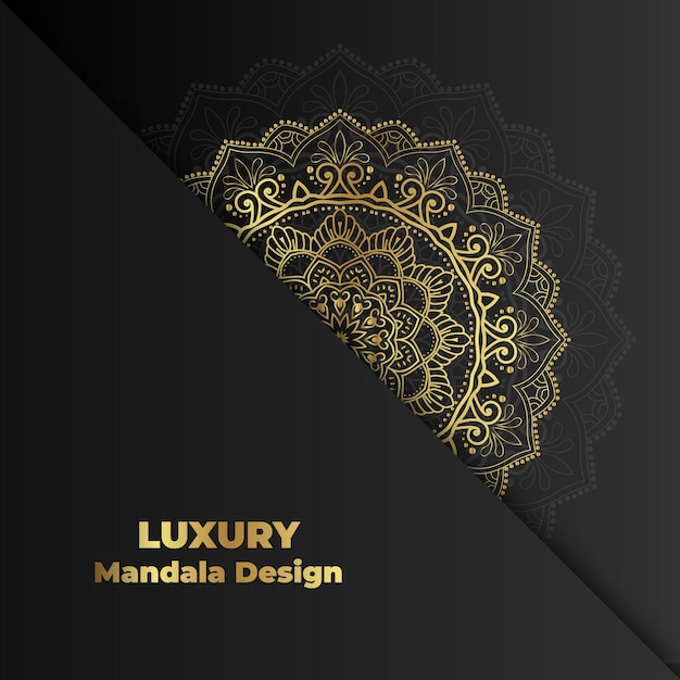 Fundo de design de mandala de cor dourada de luxo