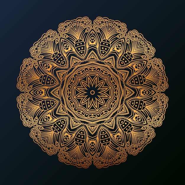 Fundo de design de mandala de luxo na cor dourada