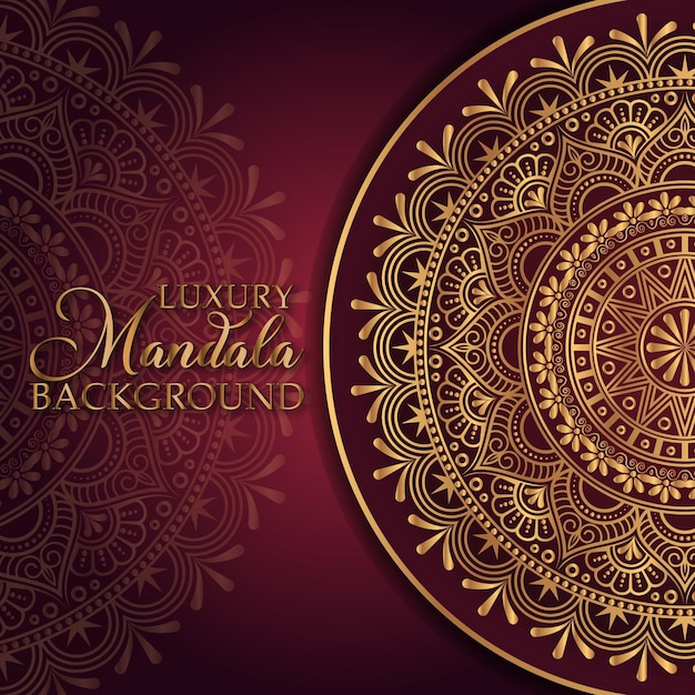 Fundo de design de mandala de luxo na cor ouro