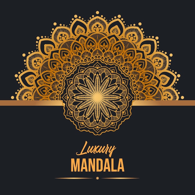 Vetor fundo de design de mandala de luxo na cor ouro