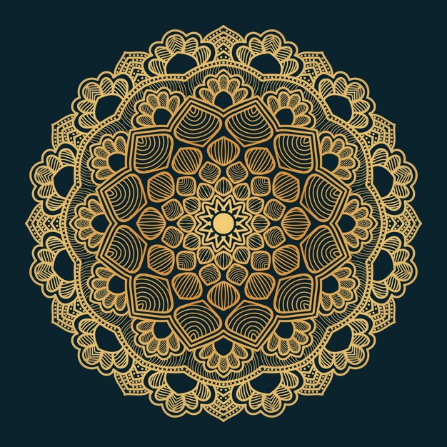 Vetor fundo de design de mandala de luxo na cor ouro