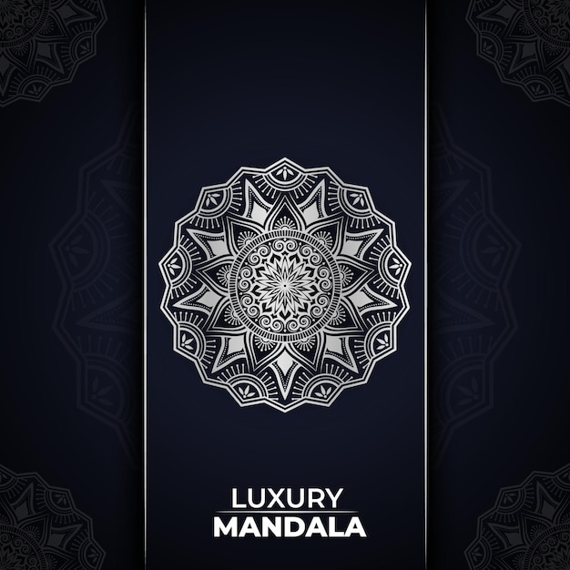 Vetor fundo de design de mandala de prata luxuosa