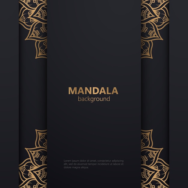 Fundo de design de mandala ornamental de luxo em preto e dourado