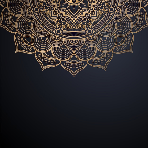 Vetor fundo de design de mandala ornamental de luxo em vetor de cor ouro