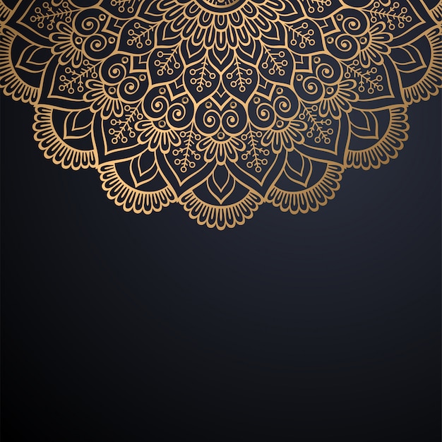 Fundo de design de mandala ornamental de luxo em vetor de cor ouro