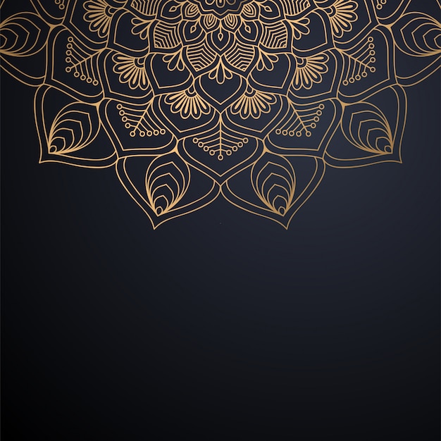 Fundo de design de mandala ornamental de luxo em vetor de cor ouro