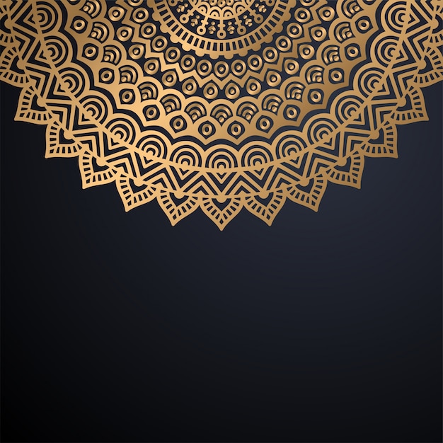 Fundo de design de mandala ornamental de luxo em vetor de cor ouro